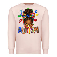Pale Pink Autism Awareness afro messy bu Premium Sweatshirt - texasbilliewilder
