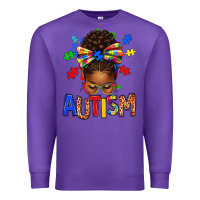 Purple Autism Awareness afro messy bu Premium Sweatshirt - texasbilliewilder
