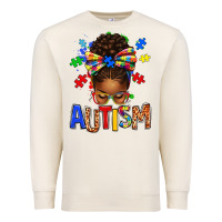 Sandshell Autism Awareness afro messy bu Premium Sweatshirt - texasbilliewilder