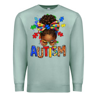 Seafoam Autism Awareness afro messy bu Premium Sweatshirt - texasbilliewilder