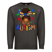 Smoke Autism Awareness afro messy bu Premium Sweatshirt - texasbilliewilder