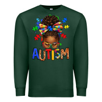 Sports Green Autism Awareness afro messy bu Premium Sweatshirt - texasbilliewilder