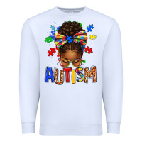 White Autism Awareness afro messy bu Premium Sweatshirt - texasbilliewilder