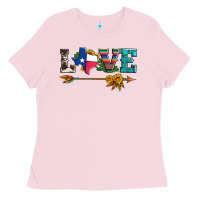 Bubblegum Pink love texas serape cowhide cactus and sunflowers Ladies Tee - Artiststas