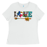 White love texas serape cowhide cactus and sunflowers Ladies Tee - Artiststas