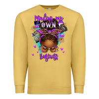Antique Gold minding my own business afro messy bun Premium Sweatshirt - texasbilliewilder