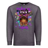 Charcoal Heather minding my own business afro messy bun Premium Sweatshirt - texasbilliewilder