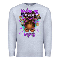 Heather Grey minding my own business afro messy bun Premium Sweatshirt - texasbilliewilder