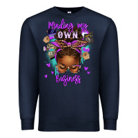 Navy minding my own business afro messy bun Premium Sweatshirt - texasbilliewilder