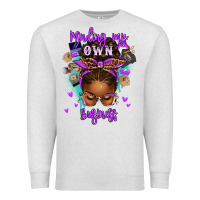 Oatmeal Heather minding my own business afro messy bun Premium Sweatshirt - texasbilliewilder
