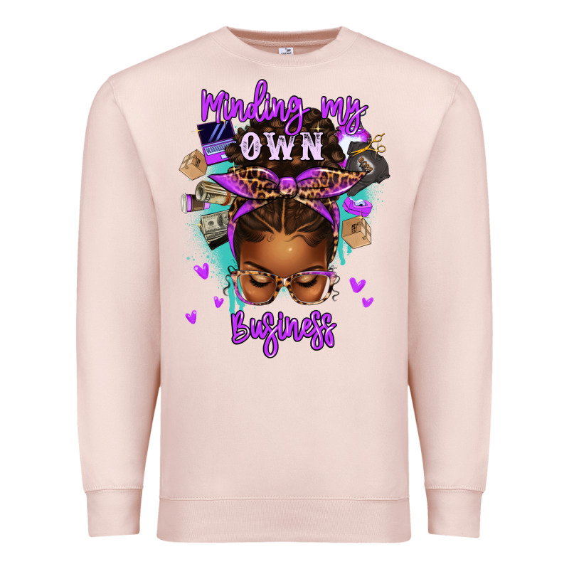 Minding My Own Business Afro Messy Bun Premium Sweatshirt by texasbilliewilder | Teevron