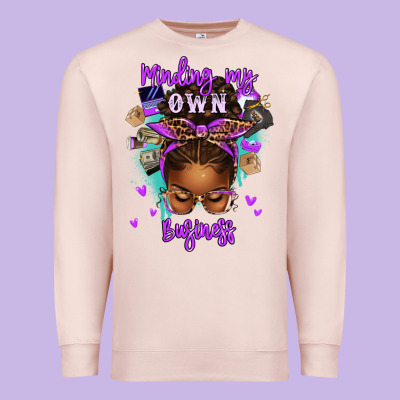 Minding My Own Business Afro Messy Bun Premium Sweatshirt Designed By Texasbilliewilder