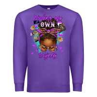 Purple minding my own business afro messy bun Premium Sweatshirt - texasbilliewilder