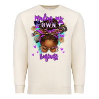 Sandshell minding my own business afro messy bun Premium Sweatshirt - texasbilliewilder