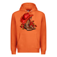 Carrot valentines day cowboy boots red  and roses Premium Hoodie - AdoDesignShop