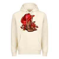 Sandshell valentines day cowboy boots red  and roses Premium Hoodie - AdoDesignShop