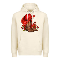Tofu valentines day cowboy boots red  and roses Premium Hoodie - AdoDesignShop