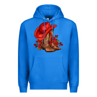 True Royal valentines day cowboy boots red  and roses Premium Hoodie - AdoDesignShop