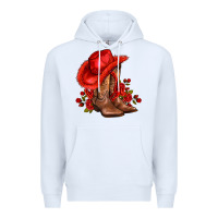 White valentines day cowboy boots red  and roses Premium Hoodie - AdoDesignShop