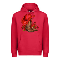 Cardinal valentines day cowboy boots red  and roses Premium Hoodie - AdoDesignShop
