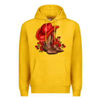 Lemon valentines day cowboy boots red  and roses Premium Hoodie - AdoDesignShop