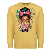 Antique Gold afro messy bun diva life Premium Sweatshirt - texasbilliewilder