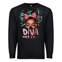 Black afro messy bun diva life Premium Sweatshirt - texasbilliewilder
