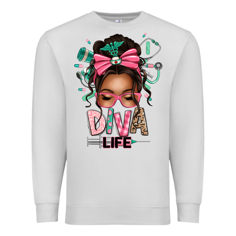 Afro Messy Bun Diva Life Premium Sweatshirt by texasbilliewilder | Teevron