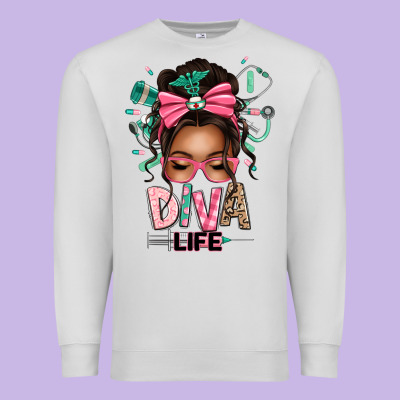 Afro Messy Bun Diva Life Premium Sweatshirt Designed By Texasbilliewilder