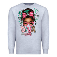 Heather Grey afro messy bun diva life Premium Sweatshirt - texasbilliewilder