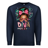 Navy afro messy bun diva life Premium Sweatshirt - texasbilliewilder