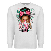 Oatmeal Heather afro messy bun diva life Premium Sweatshirt - texasbilliewilder