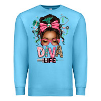 Ocean Blue afro messy bun diva life Premium Sweatshirt - texasbilliewilder