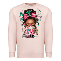Pale Pink afro messy bun diva life Premium Sweatshirt - texasbilliewilder