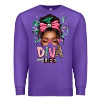 Purple afro messy bun diva life Premium Sweatshirt - texasbilliewilder