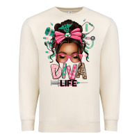 Sandshell afro messy bun diva life Premium Sweatshirt - texasbilliewilder