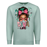 Seafoam afro messy bun diva life Premium Sweatshirt - texasbilliewilder