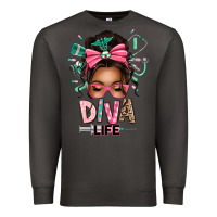 Smoke afro messy bun diva life Premium Sweatshirt - texasbilliewilder