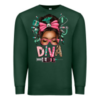 Sports Green afro messy bun diva life Premium Sweatshirt - texasbilliewilder