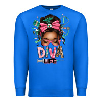 True Royal afro messy bun diva life Premium Sweatshirt - texasbilliewilder