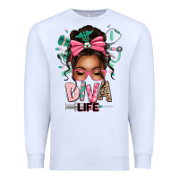 White afro messy bun diva life Premium Sweatshirt - texasbilliewilder