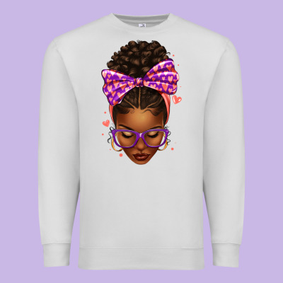 Sorority Colors Purple Carol Afro Messy Bun Woman Premium Sweatshirt Designed By Texasbilliewilder