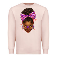 Pale Pink sorority colors purple carol afro messy bun woman Premium Sweatshirt - texasbilliewilder