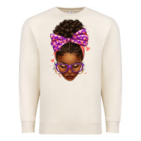 Sandshell sorority colors purple carol afro messy bun woman Premium Sweatshirt - texasbilliewilder