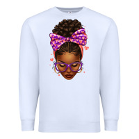 White sorority colors purple carol afro messy bun woman Premium Sweatshirt - texasbilliewilder