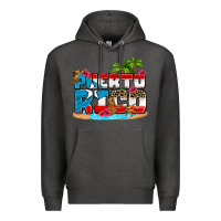 Charcoal Heather puerto rico and flowers with frog Premium Hoodie - AdoDesignShop