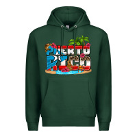 Sports Green puerto rico and flowers with frog Premium Hoodie - AdoDesignShop