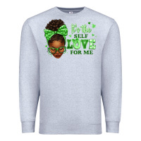Heather Grey sorority colors green its the self love for me afr Premium Sweatshirt - texasbilliewilder