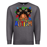Charcoal Heather autism afro girl Premium Sweatshirt - texasbilliewilder