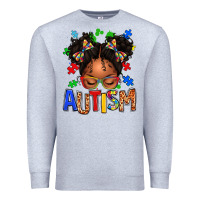 Heather Grey autism afro girl Premium Sweatshirt - texasbilliewilder